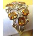 Big & Beautiful Sterling Silver Seed Pearls and  Genuine Citrines Ring