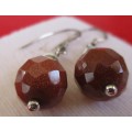 Sterling Silver and  Gold Sand Stones Earrings