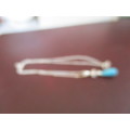 Sterling Silver 45 cm long Chain and  Turquoise Pendant/ Necklace