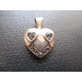 Sterling Silver , Marcasite and Amethysts Pendant