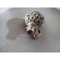 925 Sterling Silver and Garnet `Rattle` Pendant .