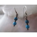 Solid Sterling Silver and Genuine Turquoise Earrings