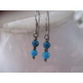 Solid Sterling Silver and Genuine Turquoise Earrings