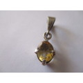 925 Sterling Silver and Genuine Citrine Pendant.
