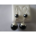 Solid  925 Sterling Silver and Black Onyx  Earrings