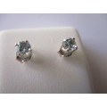 925 Sterling Silver and Genuine Sky Blue Topaz Earrings/ Studs