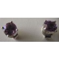925 Sterling Silver and Genuine Amethysts Studs