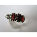 925 Sterling Silver  and genuine Garnets Ring