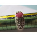 Sterling Silver ,Marcasite and Ruby Ring