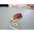 925 Sterling Silver and Genuine Rubies Ring