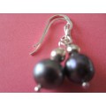 925 Sterling Silver and Grey  Pearls Earrings