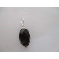 Sterling Silver Faceted Onyx and cultured Pearl Pendant / Charm