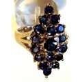925 Sterling Siver and genuine Blue Sapphires Ring [BIG & BEAUTY]
