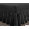 QUEEN -BLACK ONLY -FITTED SHEET + FRILL + TWO PILLOW CASES