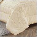 Super Luxury 3pc Jacquard Quilted Bedspread Comforter Throw Set (QUEEN, Diana Cream)