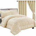 Super Luxury 3pc Jacquard Quilted Bedspread Comforter Throw Set (QUEEN, Diana Cream)