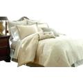 Super Luxury 3pc Jacquard Quilted Bedspread Comforter Throw Set (QUEEN, Cream) READ DESC