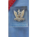 BADGE IN PERSPECS - ISRAELI AIR FORCE - `WITH COMPLIMENTS THE ISRAELI AIR FORCE`