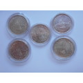 BID PER COIN -  FIVE 1952 SILVER CROWNS, LOVELY CONDITION AS PER SCANS.SOME COULD BE AUNC.