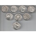 BID PER COIN -  EIGHT SILVER R1 COINS, SOME COULD BE UNCIRCULATED, REFER SCANS......ENCAPSULATED