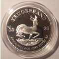 RSA 2 OUNCE PROOF SILVER KRUGERRAND IN PRESENTATION BOX, CAPSULE & WITH  CERTIFICATE OF AUTHENTCITY.
