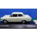 STUNNING , VERY RARE  MINICHAMPS 1962 FORD CORTINA MK 1 " LIME GREEN  " MINT IN DISPLAY CASE .