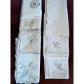 Cotton serviettes (7off) with different embroidery designs  - Vintage VGC