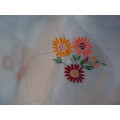 Large sheer chiffon food net cover, embroidered daisies, lace edging - pale fairy blue Unused, crisp