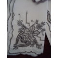 4 Madeira large cotton serviettes, contrast embroidery, scallop edge - Vintage VGC