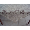Lovely lacey look Tablecloth beige with a darker contrast accent