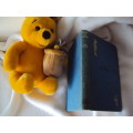 Winnie the Pooh collector book A.A. Milne 1970 reprint, blue cover gold letters & Pooh Bear plush
