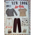 NEW LOOK for kids 6847 Summer tops, pants, shorts, Ages 4-9 years **UNCUT