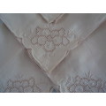 HAPPY NEW YEAR start bid only R18  4 cotton serviettes cut work detail Light beige  UNUSED VGC