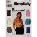 90's Vintage Simplicity 7884 Pullover tops 6 back button Size 6,8,10  Complete & checked!!