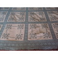 Large Tablecloth 228cmx143cm hand cross stitch embroidery Dusty Pink panels with lots of cotton lace