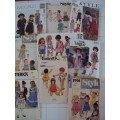 Job Lot "BB" of 9x Toddler kids sewing patterns (cut, not checked) -