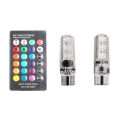 New 2Pcs T10 5050SMD 6LED RGB Auto Car Wedge Side Light Lamp Remote Controller