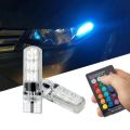 New 2Pcs T10 5050SMD 6LED RGB Auto Car Wedge Side Light Lamp Remote Controller