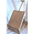 WOODEN LAPTOP BOX EASEL IN GOOD CONDITION - COMPARTMENTS IN  BOX ARE MISSING - 400 X 300 X 100 MM