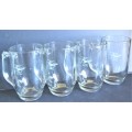 4 OLD SOUTH AFRICAN RAILWAYS 75 YEAR 1910 -1985 ANNIVERSARY BEER MUGS IN VERY GOOD CONDITION