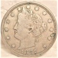 1887 USA LIBERTY NICKEL IN A GOOD CIRCULATED CONDITION