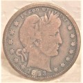 1893 USA BARBER QUARTER, NO MINT MARK,  IN A GOOD CIRCULATED CONDITION