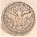 1893 USA BARBER QUARTER, NO MINT MARK,  IN A GOOD CIRCULATED CONDITION