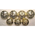 RHODESIA INTERNAL AFFAIRS SILVER METAL TUNIC BUTTONS IN AN UNUSED CONDITION