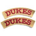 PAIR OF `DUKES` CLOTH SHOULDER TITLES IN GOOD UNUSED CONDITION
