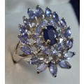 FOR BUYER heart to heart ONLY REAL TANZANITE SAPPHIRE 925 SILVER RING SIZE 7