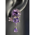NATURAL TOP QUALITY AMETHYST AND PINK SAPPHIRE 925 SILVER EARRINGS