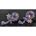 NATURAL TOP QUALITY AMETHYST AND PINK SAPPHIRE 925 SILVER EARRINGS