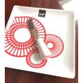 Red Square Cheese Plate with knife