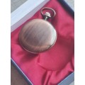 MENS POCKET WATCH IN DISPLAY BOX IN GOOD WORKING CONDITION